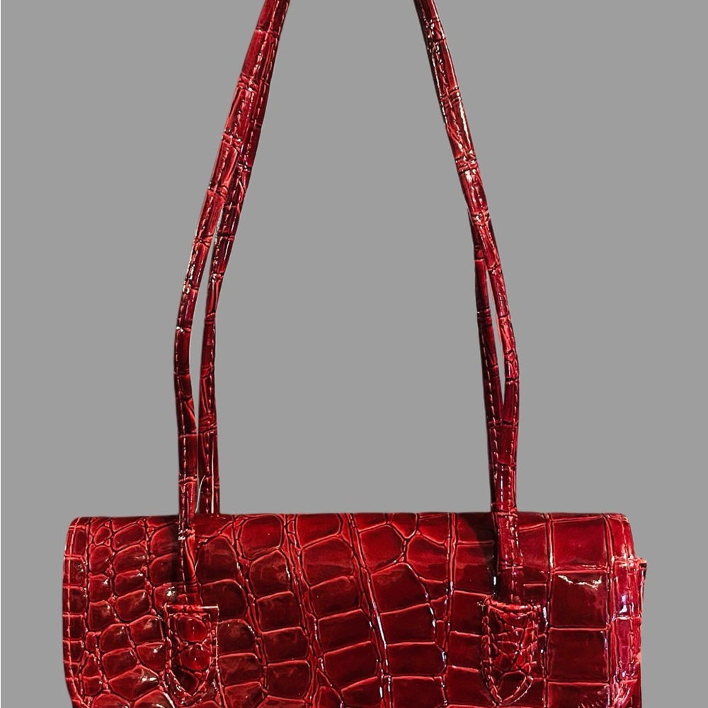 Red Croc Embossed Patent Shoulder Bag | Vintage Y2K Style